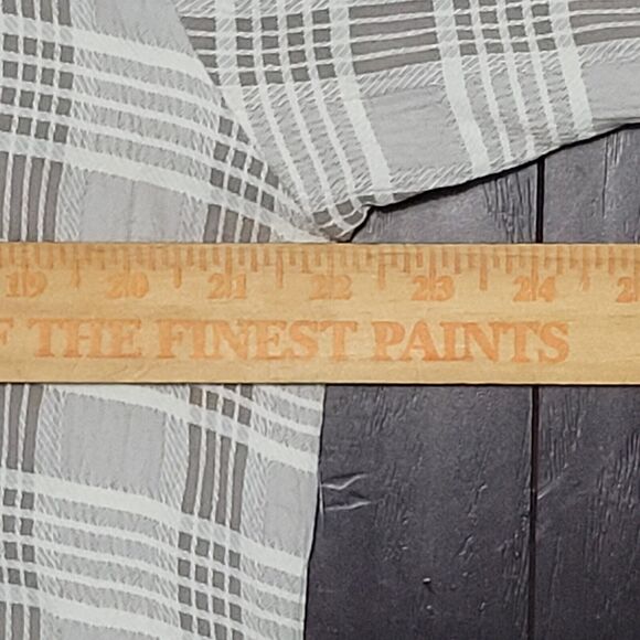 Vtg Clio Blouse Womens M Gray White Plaid Flowy Boho 4 Button Tunic 90s … - Picture 10 of 16